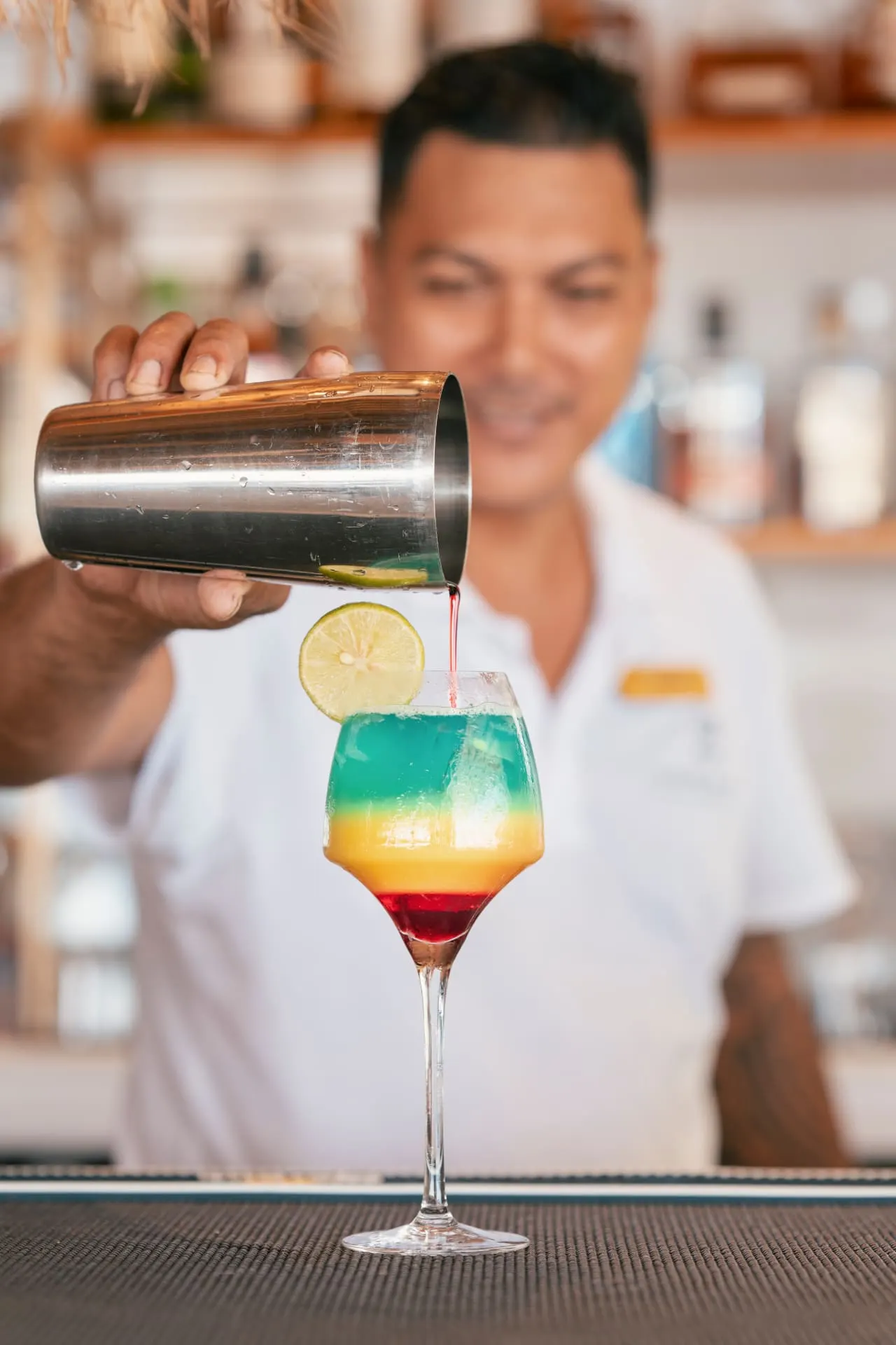 multicolored cocktail