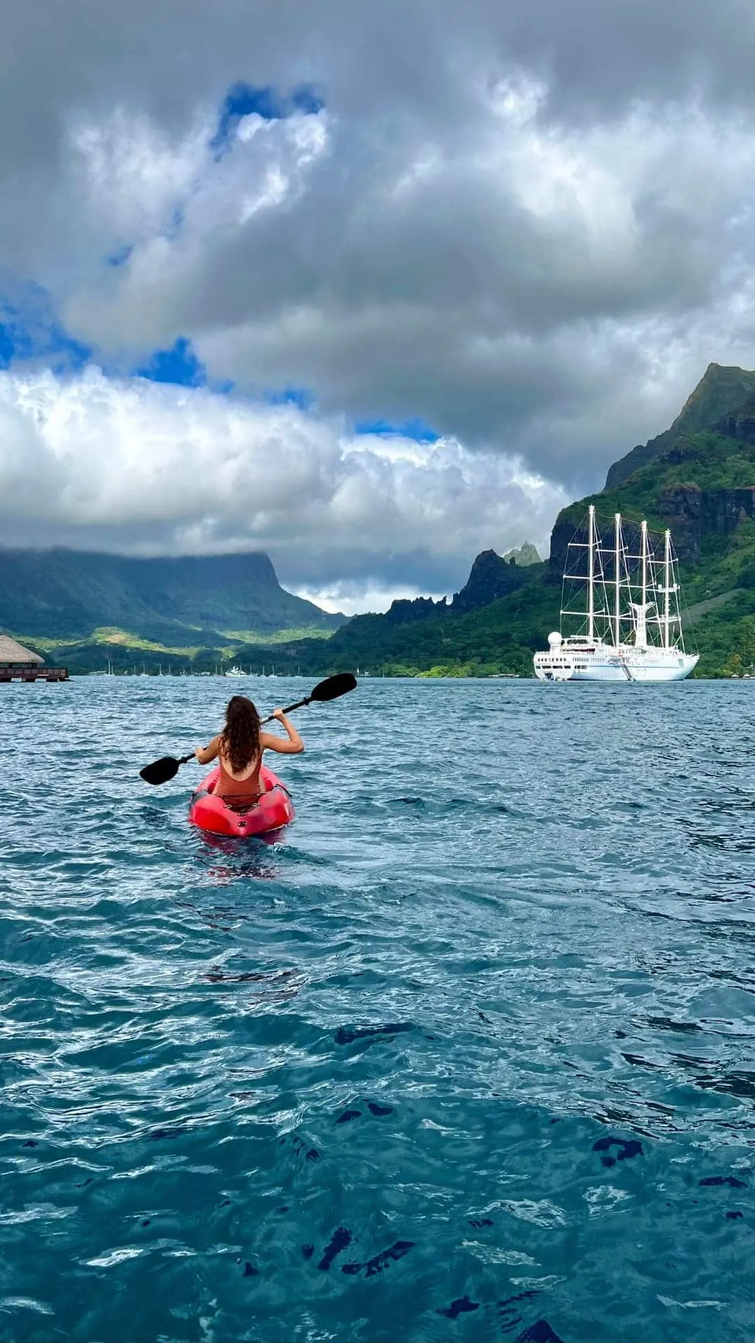 Kayaking on the bay facing the mountains